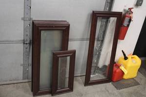 Lot of (8) Assorted Decorative Glass Panel  Wood Cabinet Doors