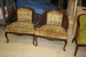 Lot of (2) Wood Claw-Foot Living Room Padded Arm Chairs