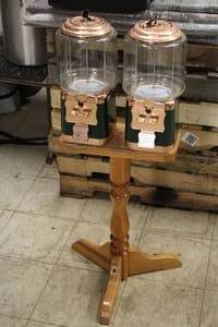 Lot of (2) Bulk Candy Dispensers with Wooden Stand and Keys