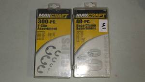 lot 41 image: Maxcraft 40-pc Hose Clamp Assortment & 300-pc E-Clip Assortment