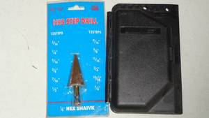 lot 228 image: Set of HSS Step Bit-316-78 & Black & Decker Bullet 8 Pc Pilot Point Drill Bit Set-116-14