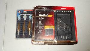 lot 229 image: Set of Neiko Titanium Step Drill Set(316-12, 18-12, 14-34) & Black & Decker Bullet 8 Pc Pilot Point Drill Bit Set-116-14