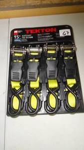 lot 68 image: TEKTON 6223 15-Foot by 1-Inch Premium Ratchet Tie Downs, 4-Piece