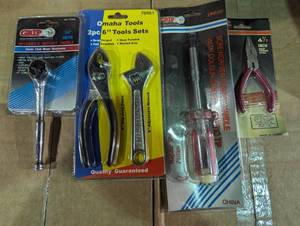lot 148 image: 5 Piece Tool Set - Pliers - Ratchet - Screwdriver-Adj Wrench