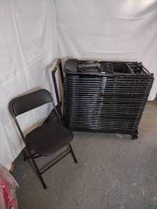 lot 23 image: (31) PS Furnitures EventXpress C600 folding chair, black seat and back on a black steel frame. 