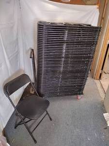 lot 20 image: (50) P.S EventXpress folding chairs, black seat & back on a black steel frame. 