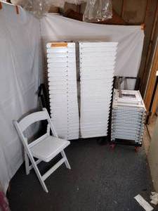 lot 33 image: (36) PS Classic Event C450 White Stackable Resin Folding Chairs with padded seat.