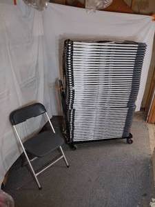 lot 50 image: (50) Stackable Folding Chairs, Gray seat and back on a silver steel frame. 
