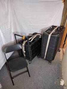 lot 45 image: (52) PS Furnitures EventXpress C600 folding chairs, black seatback on black steel frame. 