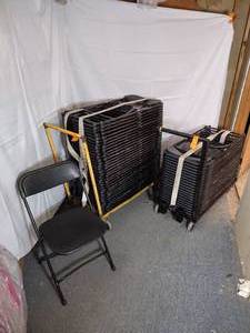 lot 52 image: (55) PS Furnitures EventXpress C600 folding chair, black seat and back on a black steel frame. 