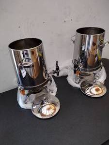 lot 100 image: (2) Tomlinson Stainless Steel 110 cup coffee dispenser