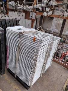 lot 85 image: (25) Pink folding stackable chairs and (50) white folding stackable chairs