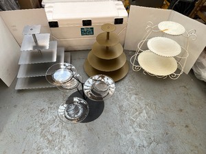 lot 104 image: (4) tiered serving stands