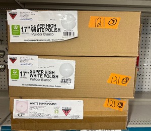 lot 121 image: (3 boxes of 5 each) New in Box Type 41 White Super Polish Floor Pad - 17 PN 41-17