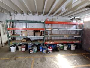 lot 31 image: Heavy Duty Metal 4-shelf Pallet Racking (contents not included).