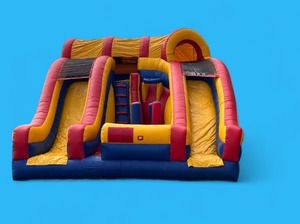 lot 17A image: Dual Slide Mini obstacle course Inflatable. Includes blower.