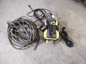 lot 193 image: Karcher wheeled pressure washer with Varlo Power Wand and hose