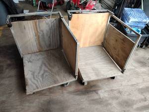 lot 209 image: (2) 2-sided wooden carts on wheels, approximately 30x30