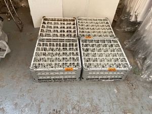 lot 183 image: Champagne and wine glasses, 100 in total.  Racks are Vollrath 52775 22 & 52717 66