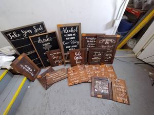 lot 169 image: (19) Decorative wedding signs