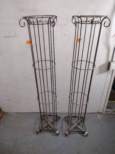 lot 219 image: (2) Chrome wire columns. H62