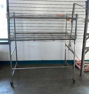 lot 240 image: Rolling wire 2-tier shelf 49w  x 22 d x 53 t