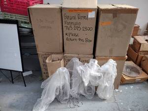 lot 253 image: (30) 3-lite Tower Centerpiece. Overall approx size 7W x 7D x 27. Will hold 3 votives.