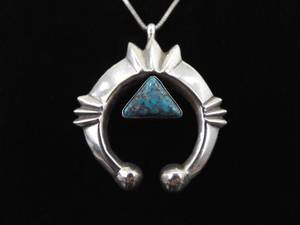 .925 Sterling Silver Southwest Native Turquoise Pendant Necklace