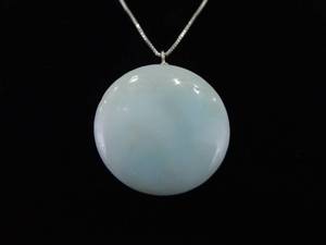.925 Sterling Silver Jade Disc Pendant Necklace