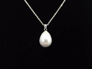 .925 Sterling Silver Genuine Large Single Pearl Pendant Necklace