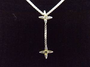 .925 Sterling Silver Zirconia Dangle Crosses Necklace