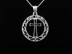 .925 Sterling Silver Christian Cross Pendant Necklace