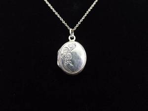 .925 Sterling Silver Flower Locket Pendant LONG Necklace
