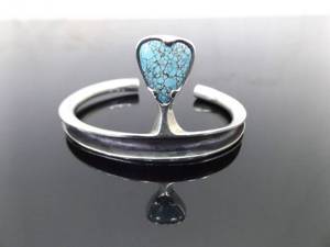 .925 Sterling Silver Turquoise Cabochon Open Cuff Navajo Bracelet