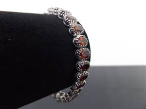 .925 Sterling Silver Garnet Crystal Tennis&nbspBracelet