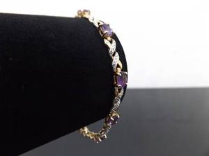 .925 Sterling Silver Amethyst Vermeil Tennis Bracelet