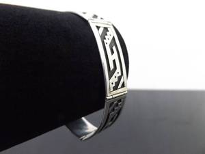 .925 Sterling Silver Hinged Large Link Designed Navajo Bracelet