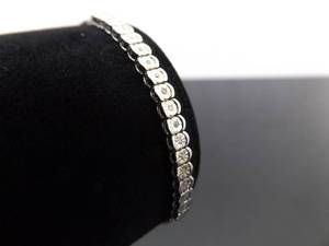 .925 Sterling Silver Diamond Accented Bolo Bracelet