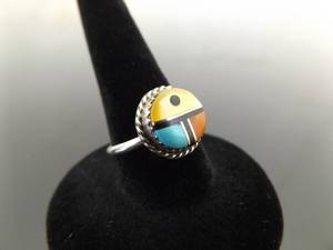 .925 Sterling Silver Multi Stone Navajo Ring Size 6