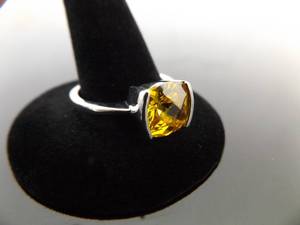 .925 Sterling Silver Citrine Ring Size 9