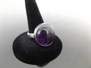 .925 Sterling Silver Amethyst Crystal Cocktail Ring Size 8