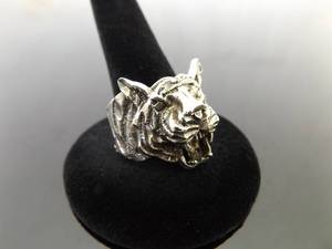 .925 Sterling Silver Tiger Ring Size 9