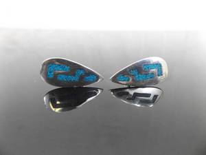 .925 Sterling Silver Inlayed Turquoise Navajo Post Earrings