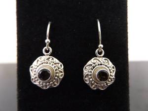 .925 Sterling Silver Faceted Tan Crystal Hook Earrings