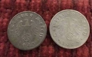 (2) 1943 Third Reich Coins