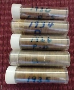 (5) Random Wheat Penny Rolls