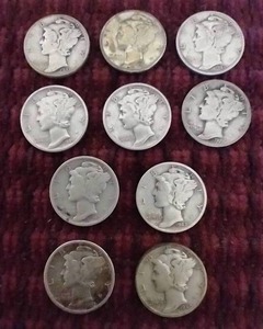 (10) Mercury Dimes