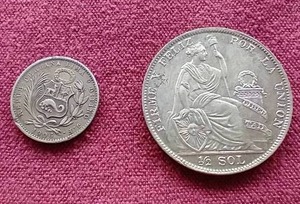 (2) Vintage Silver Peru Coins