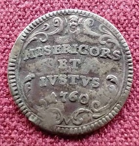 1760 Silver Papal States 1 Grosso Coin