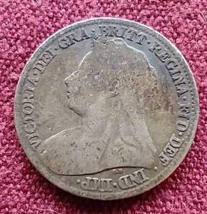 1895 British Silver 6 Pence Coin